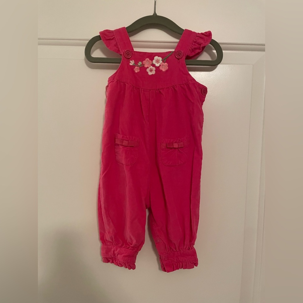 Hot Pink Cordurory Overalls Embroidered Flowers Gymboree 3-6 Months Baby